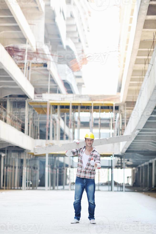 hard worker on construction site photo