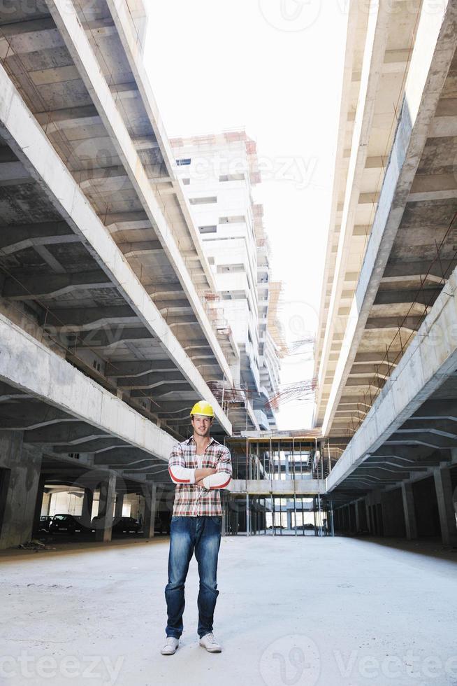 hard worker on construction site photo