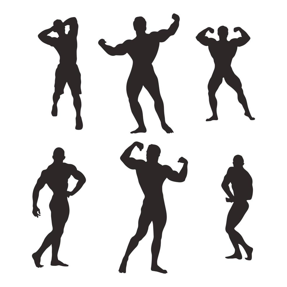 Bodybuilder silhouette collection vector