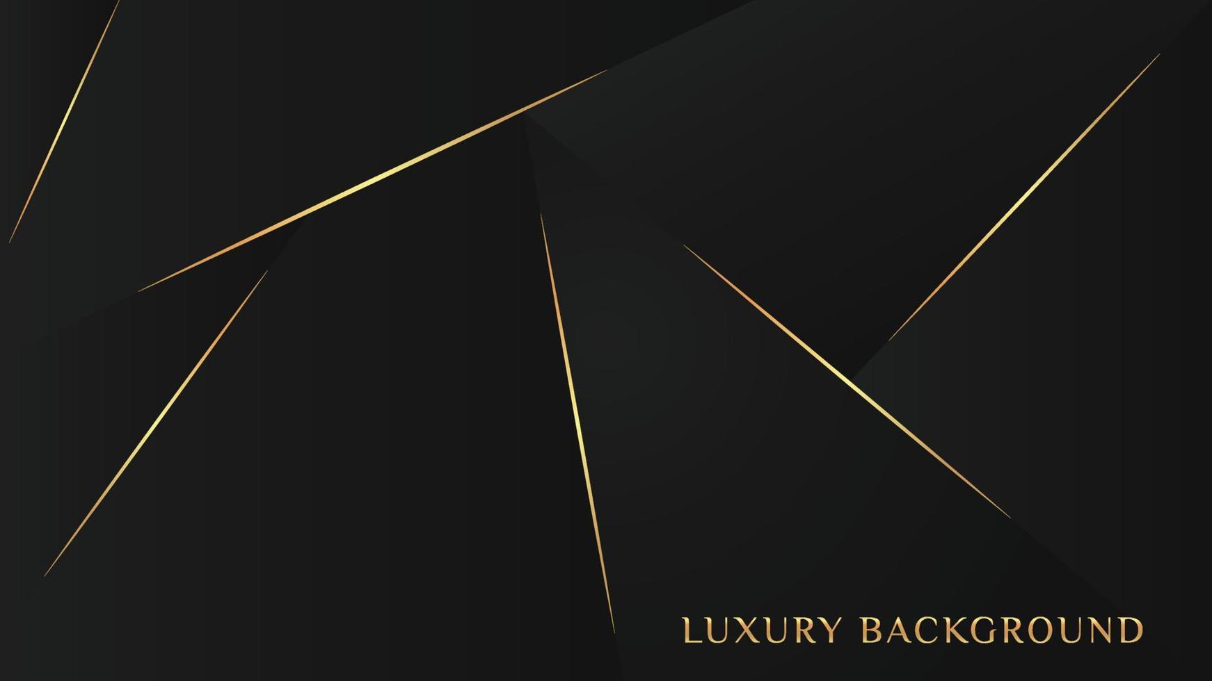 Elegant luxury dark background with low polygonal shape and golden triangles line vector