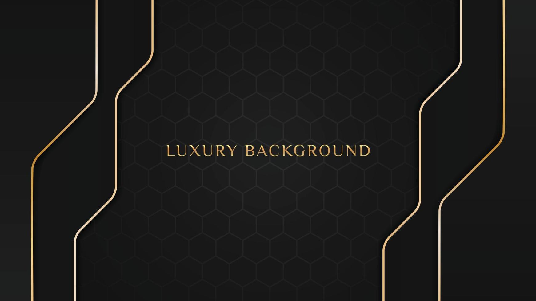 Elegant Black Luxury background concept with hexagon dark gold and glitter texture vector