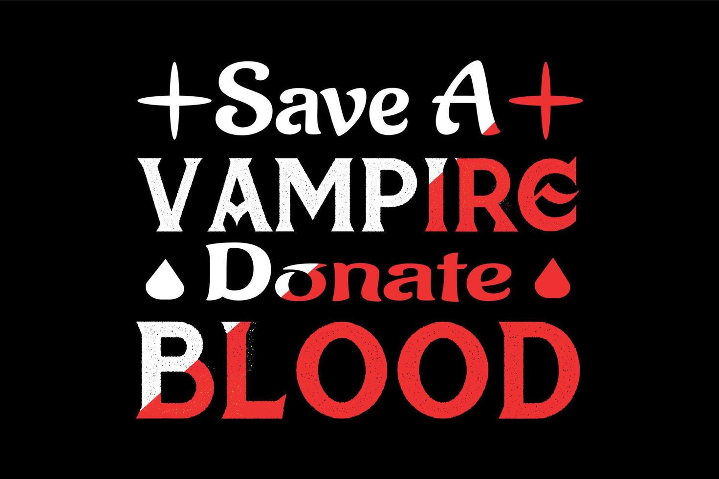 salvar a un vampiro donar sangre, diseño de camiseta de halloween vector