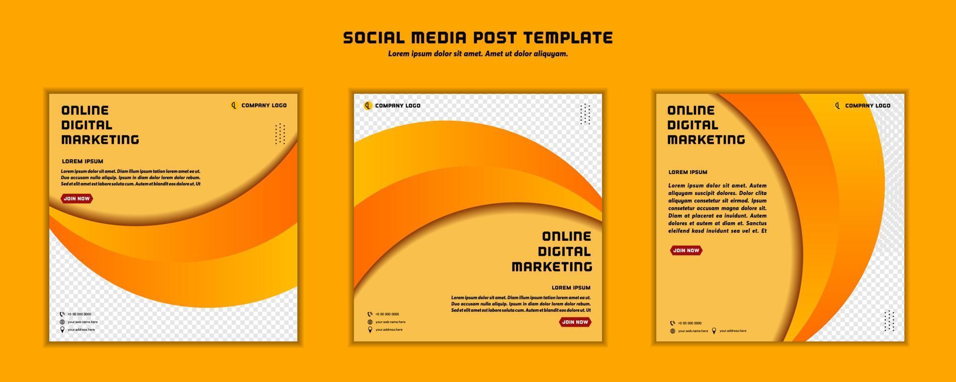 Social media post template modern design, for digital marketing online or poster marketing template vector