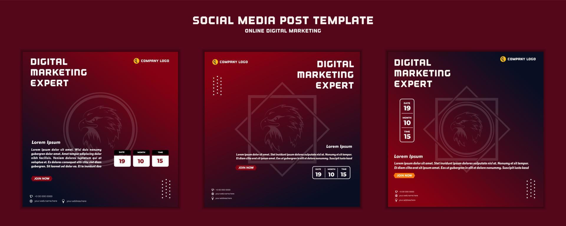 Social media post template modern design with eagle bird, for digital marketing online or poster marketing template vector