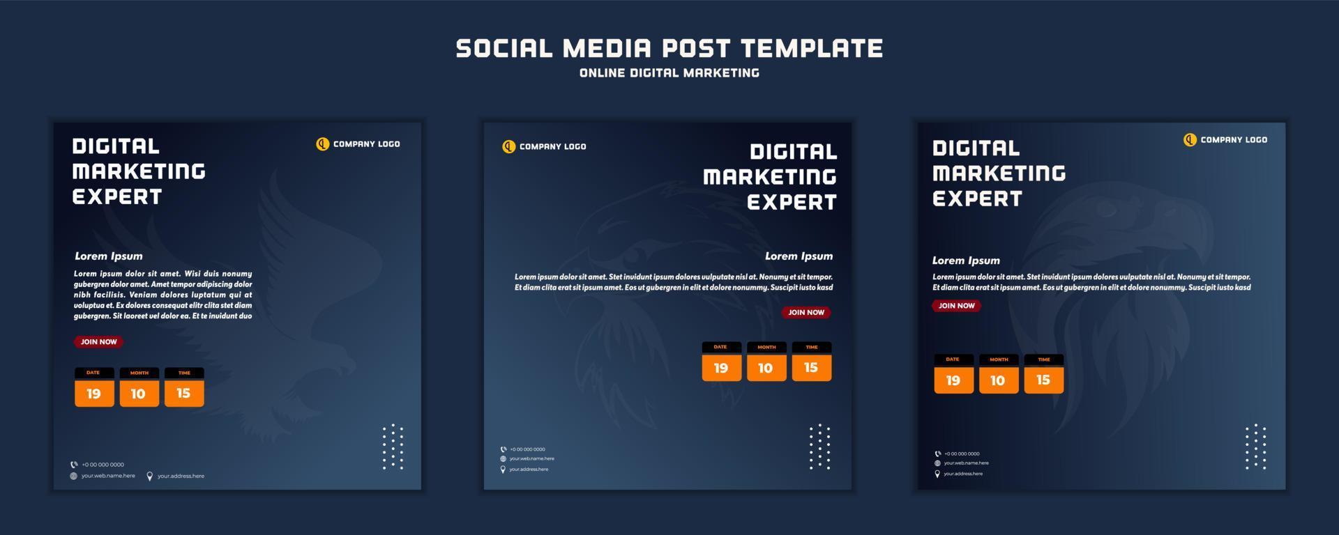 Social media post template modern design with eagle bird, for digital marketing online or poster marketing template vector