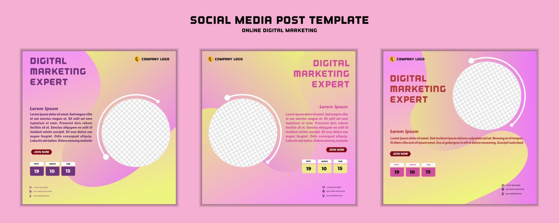 Social media post template feminine modern design , for digital marketing online or poster marketing template vector