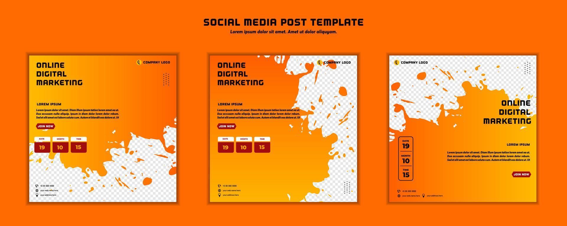 Social media post template modern design, for digital marketing online or poster marketing template vector