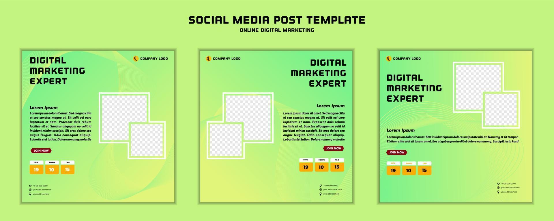 Social media post template modern design , for digital marketing online or poster marketing template vector