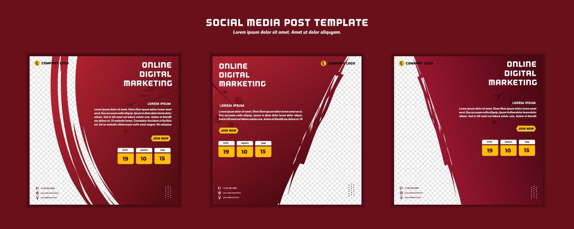 Social media post template modern design, for digital marketing online or poster marketing template vector