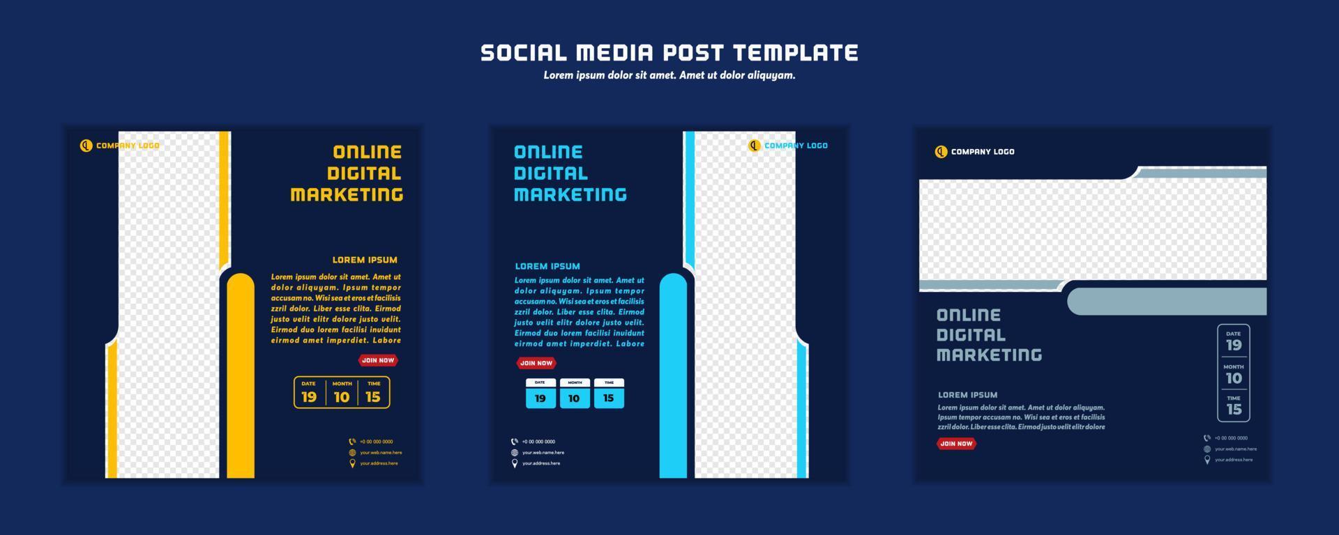 Social media post template modern design, for digital marketing online or poster marketing template vector