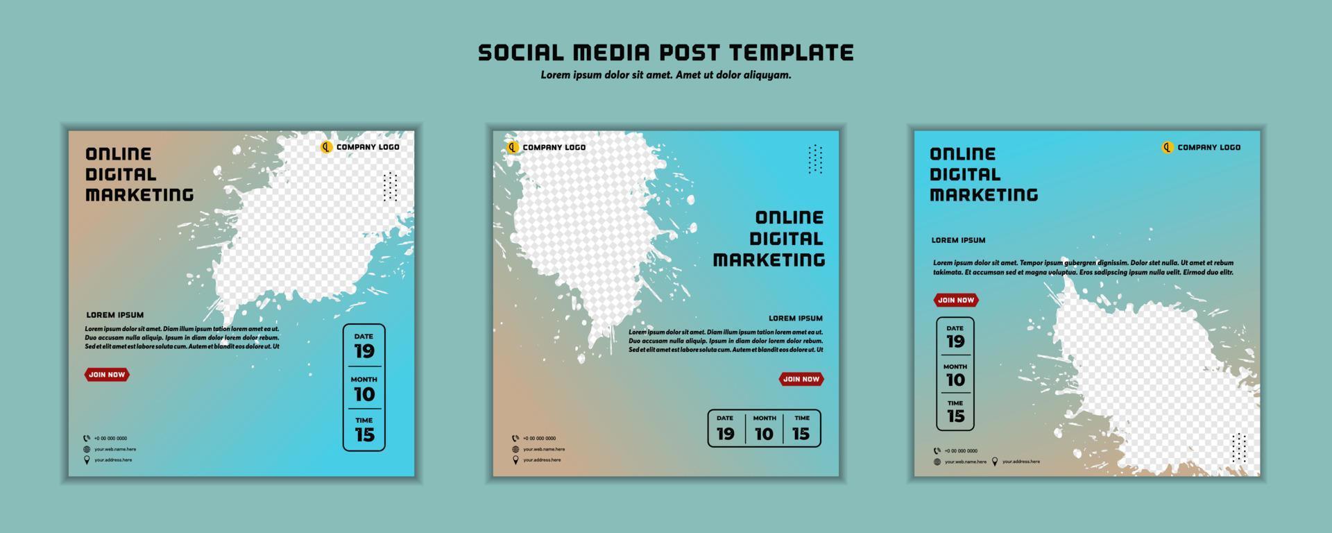 Social media post template modern design, for digital marketing online or poster marketing template vector