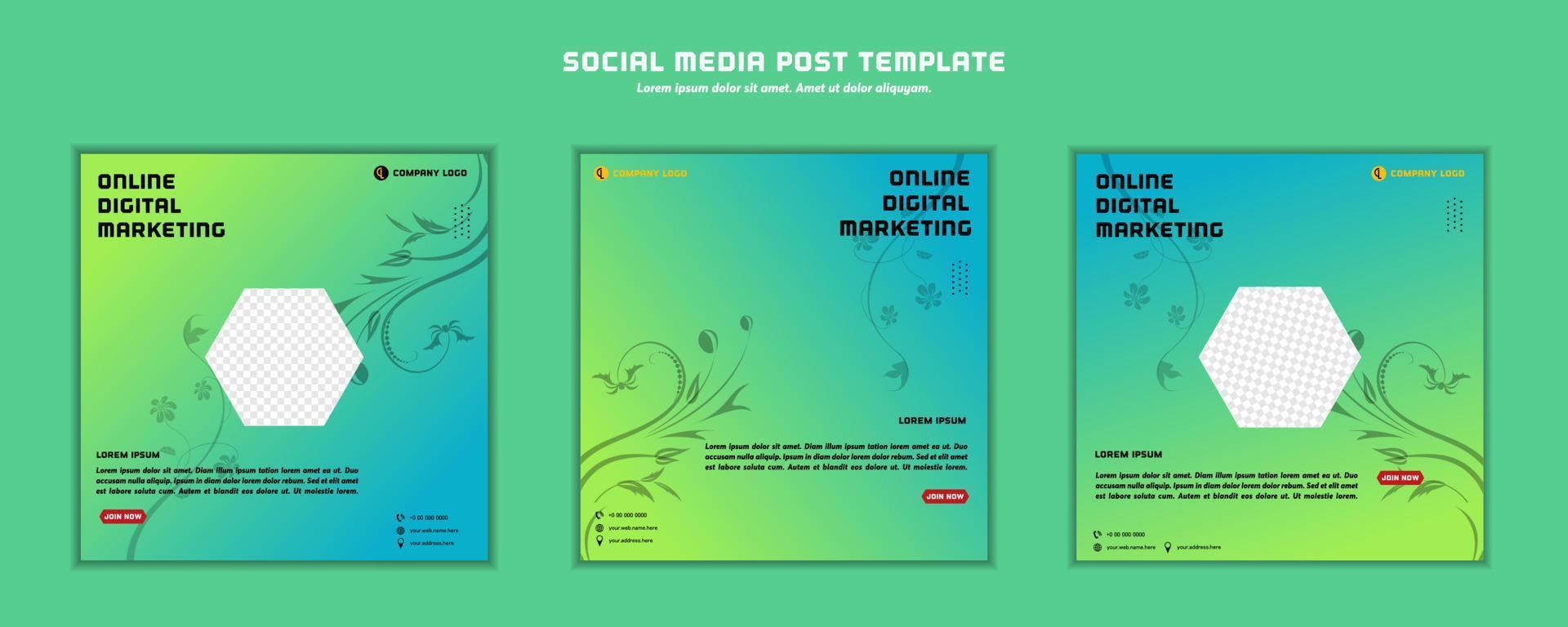 Social media post template modern design, for digital marketing online or poster marketing template vector