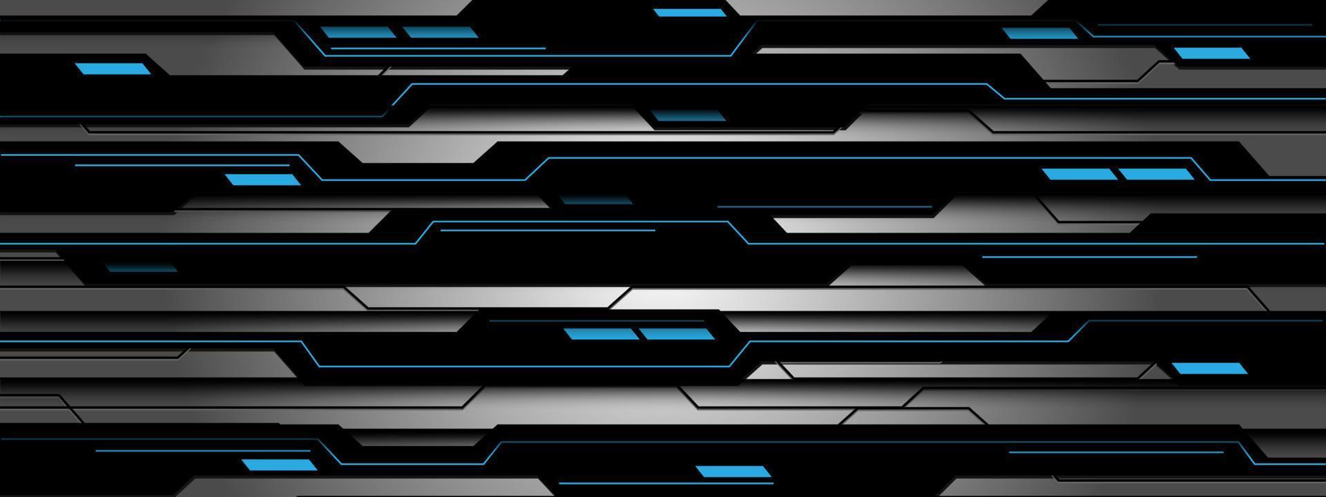 Abstract blue power light energy silver black line cyber circuit geometric design modern futuristic technology background vector