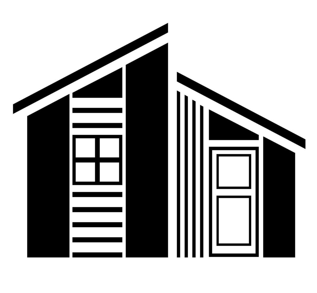 House icon illustration. Black and white, monochrome, simple house exterior illustration. Simple home icon design for your design projects. vector