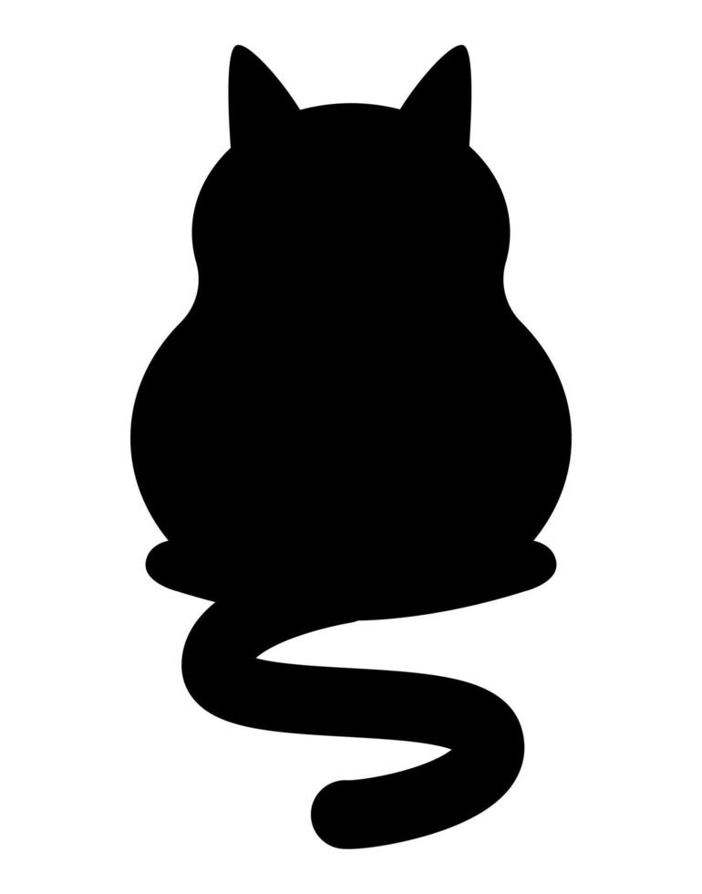 ilustración de gato negro. ilustración de gato negro adorable plano negro, aislado sobre fondo blanco. imágenes prediseñadas de dibujos animados de gatitos, para sus proyectos de diseño. vector