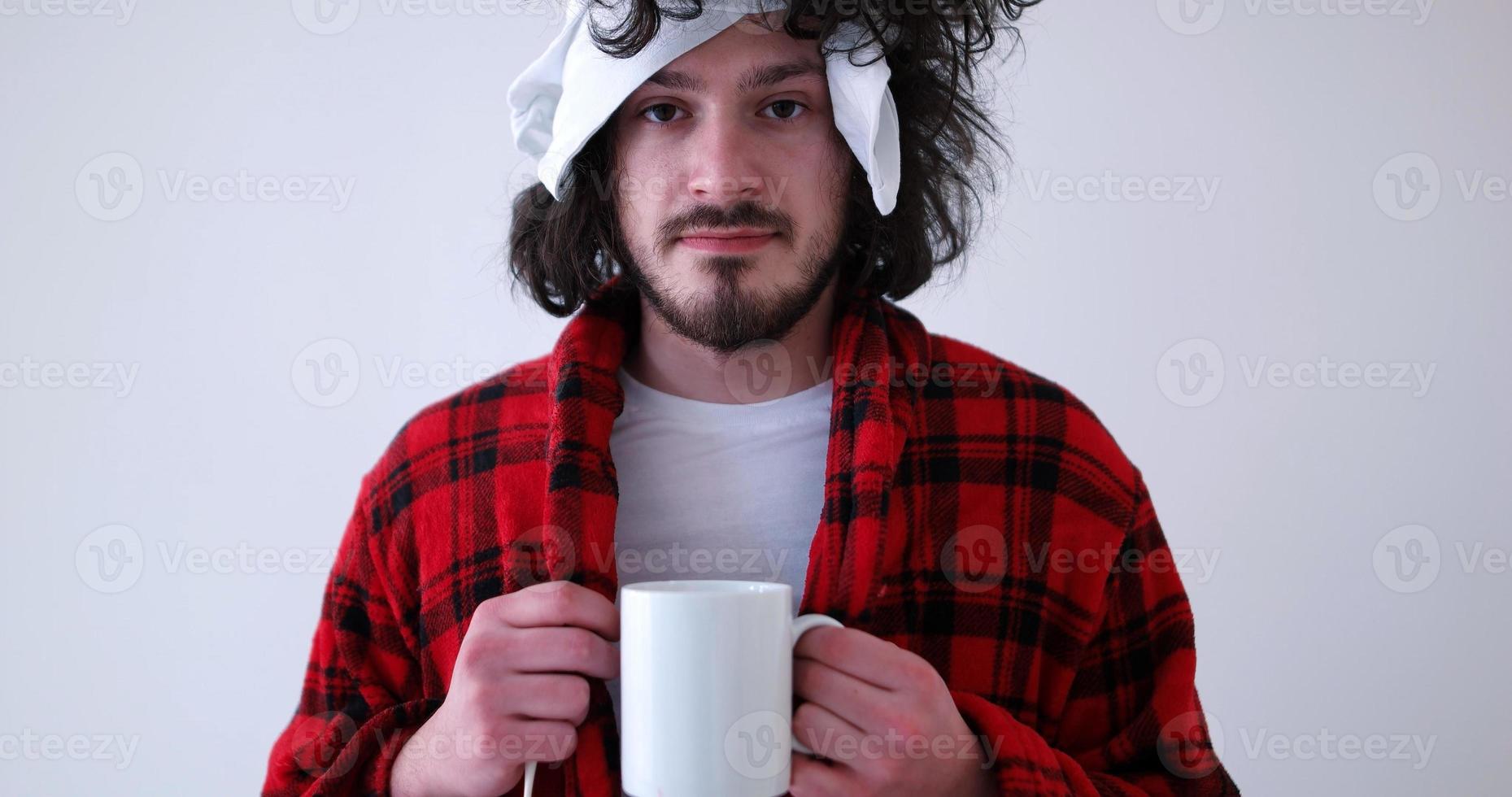 Man with flu and fever photo