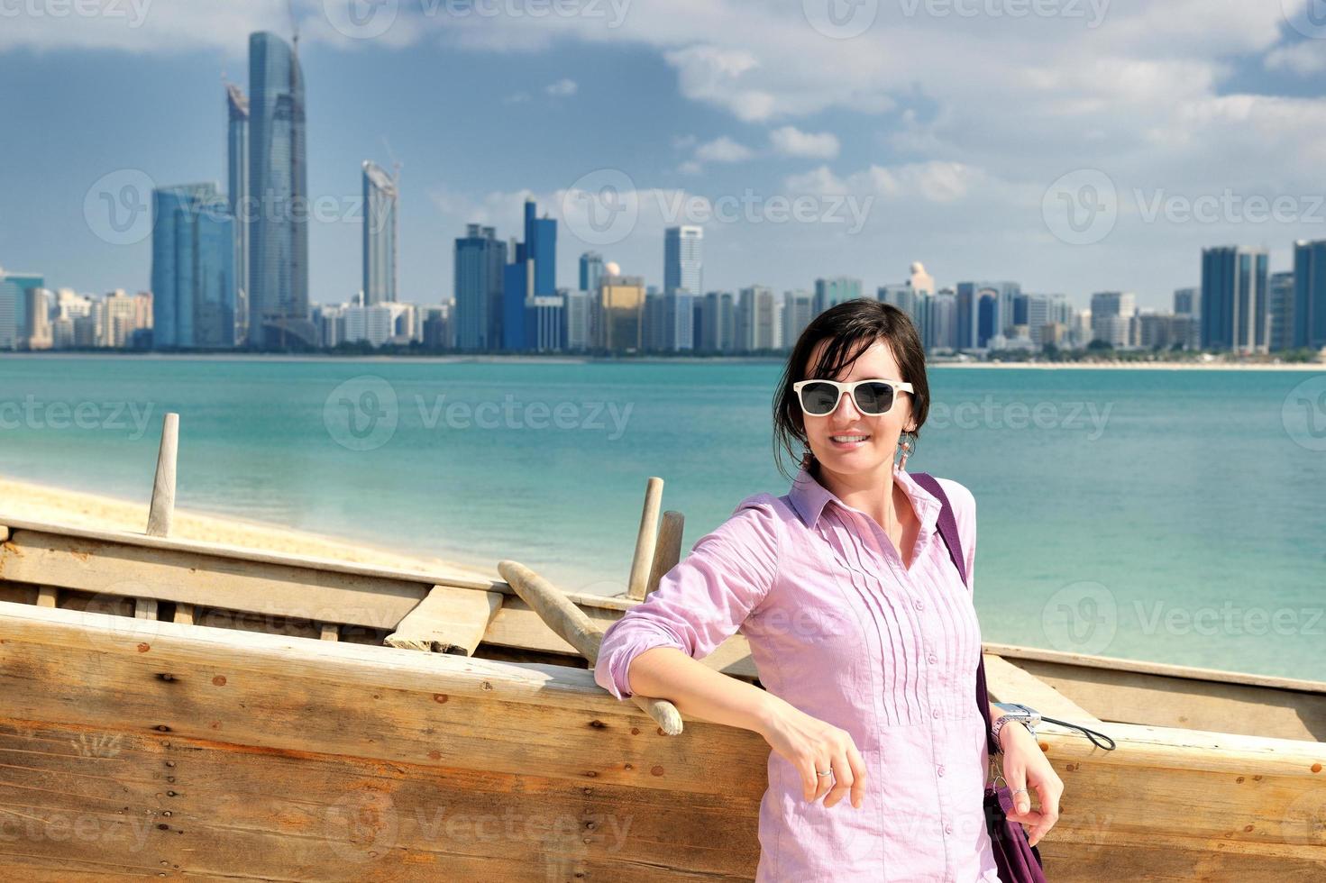 happy tourist woman photo