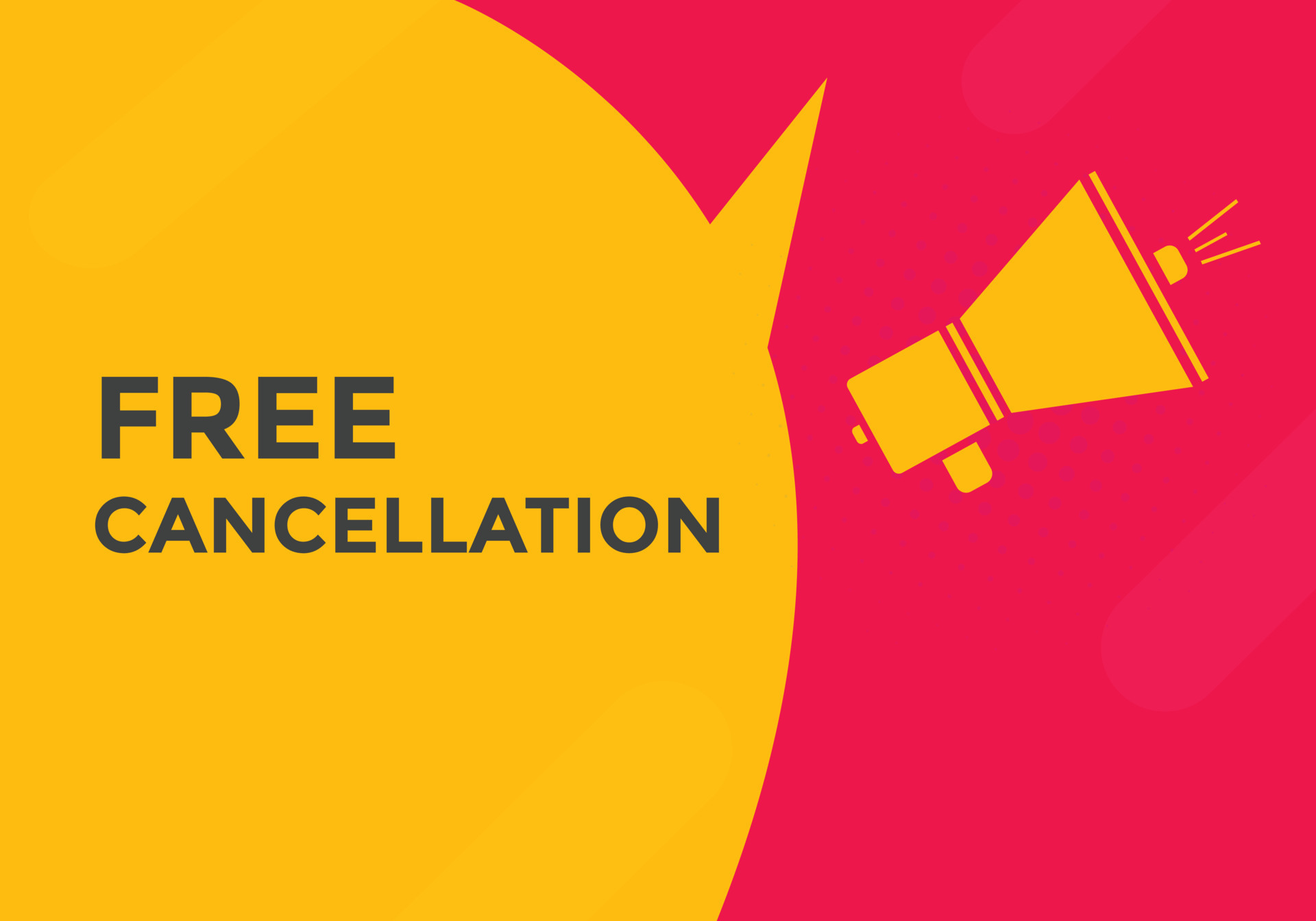 Free Cancellation button. Free Cancellation speech bubble. Free