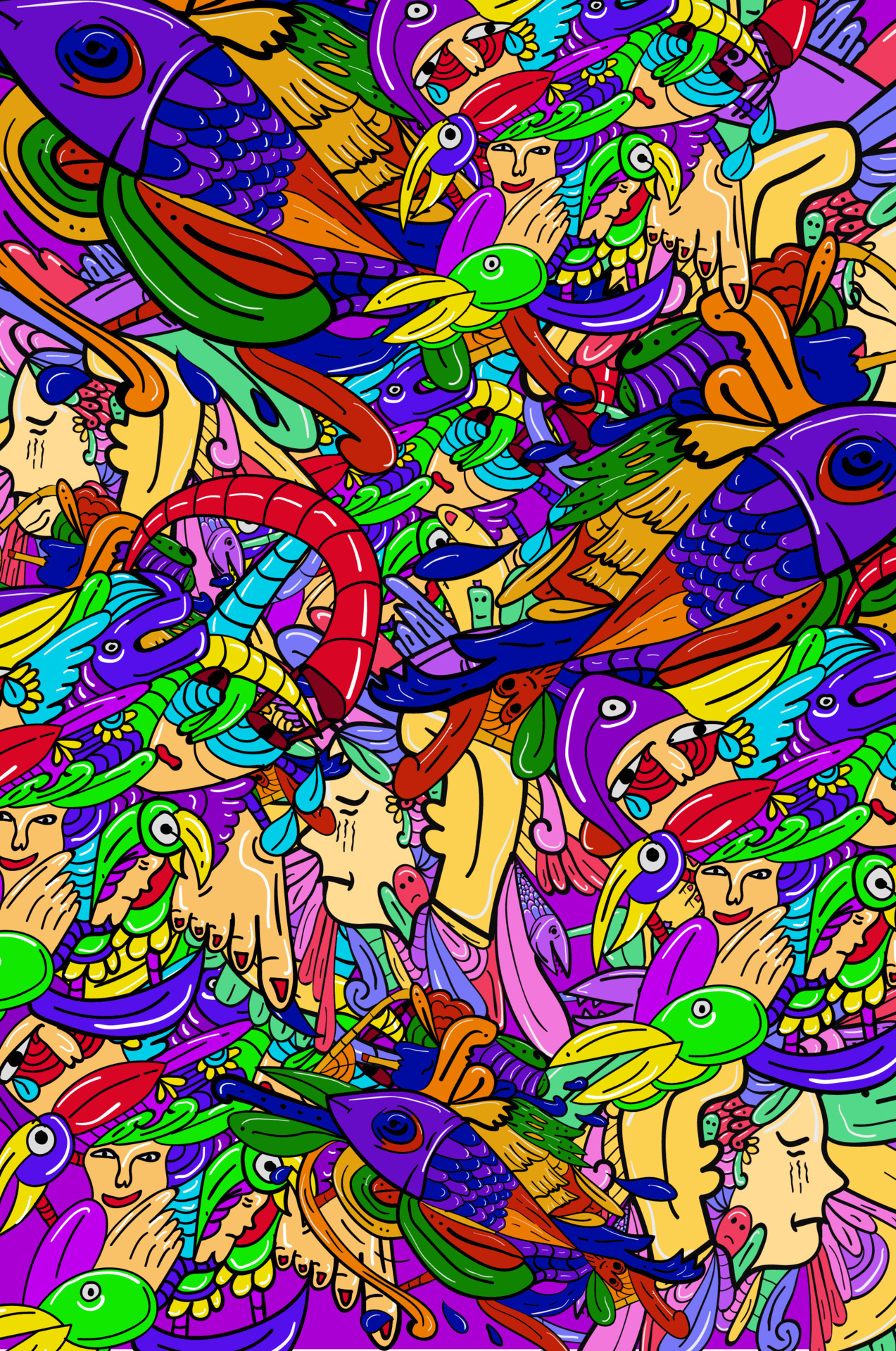 hand drawn colorful abstract background, suitable for wall decoration