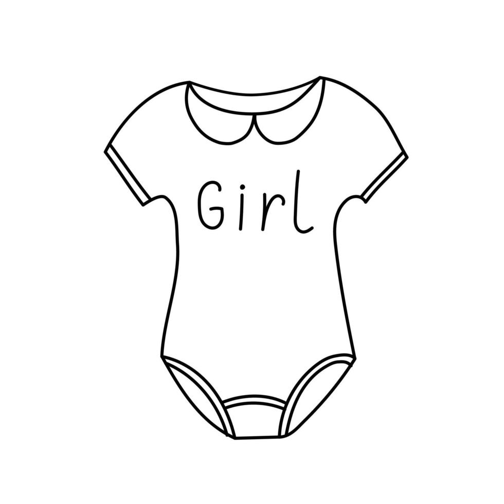 Children's bodysuit in doodle style.Vector illustration on a white background for a children's card, a birth notice or a children's store vector