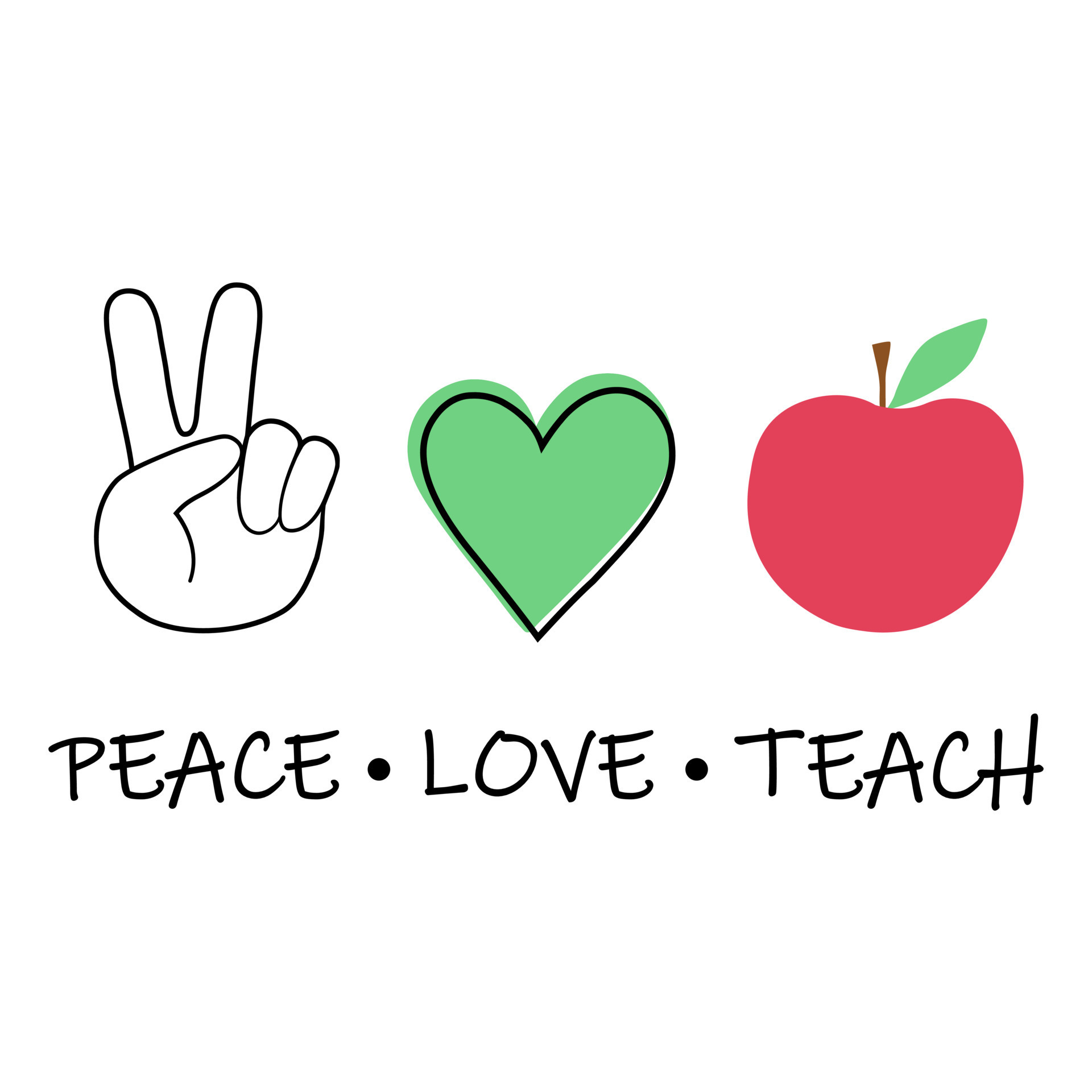 Peace love teach the banner. Vector illustration in doodle style
