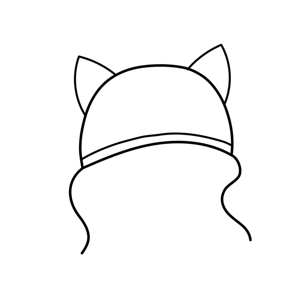 Illustration with a baby hat with ears. Vector clip art on a white isolated background in doodle style for a children's store, website, postcard or poster