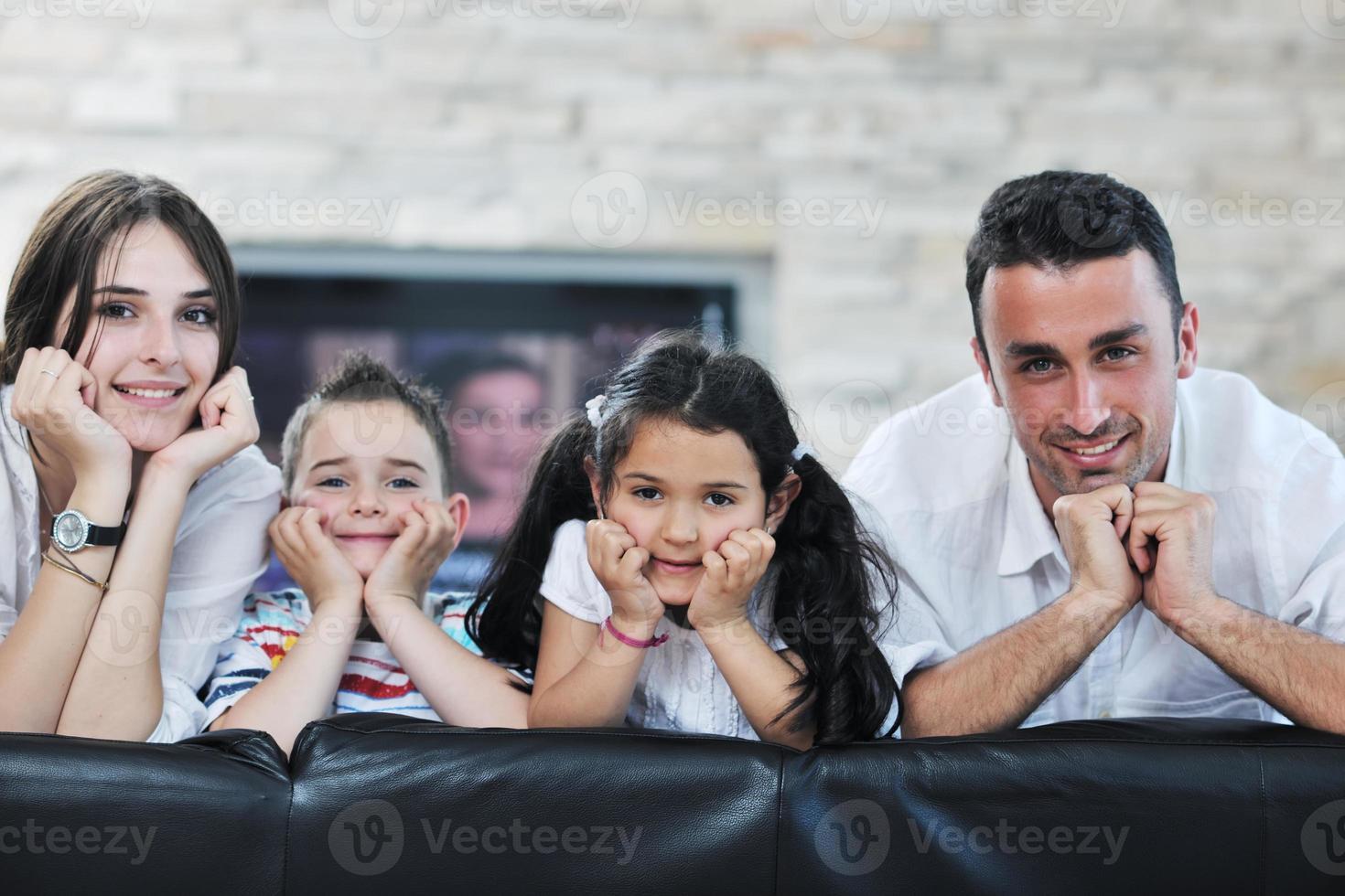 young family at home photo