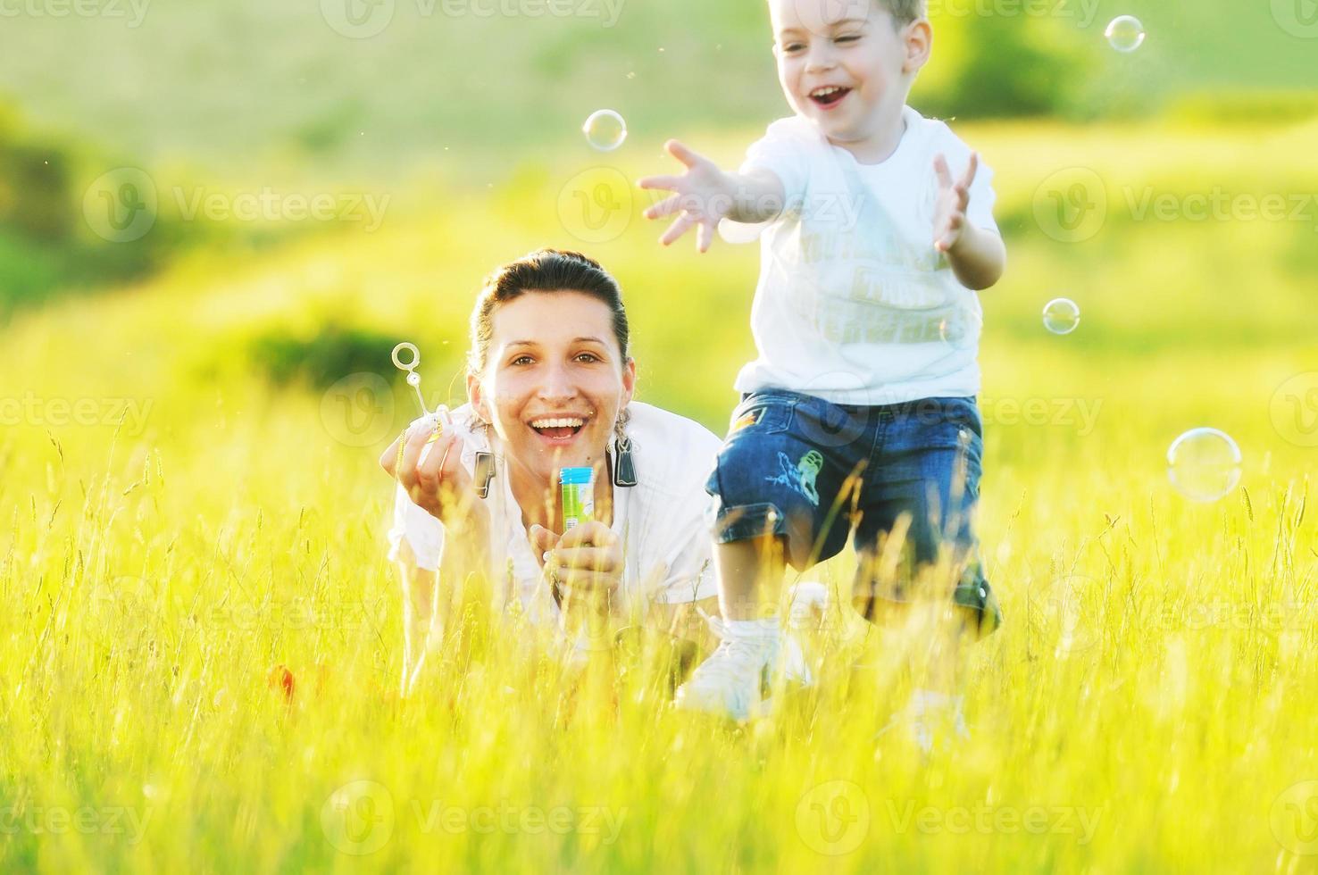 woman child bubble photo