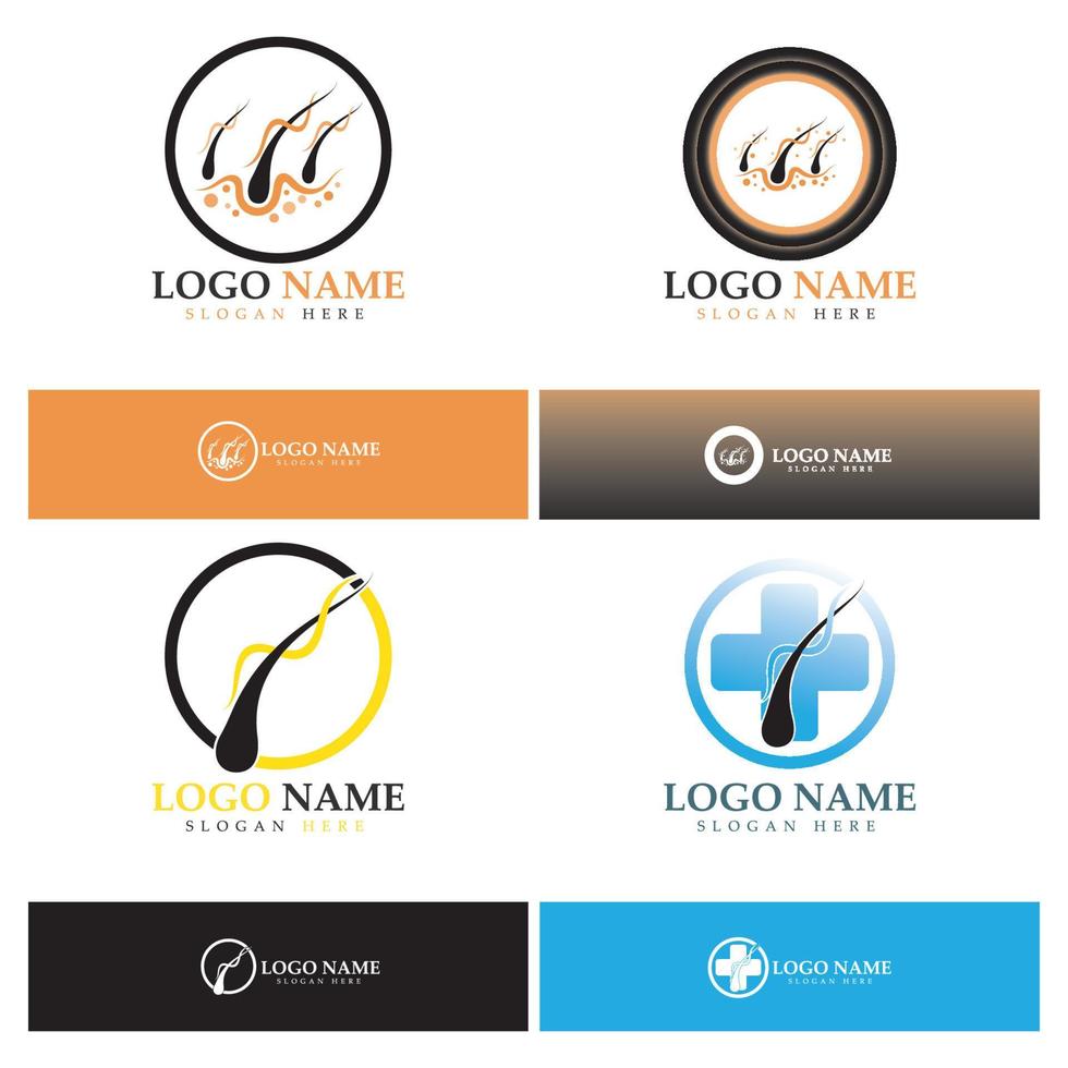 Hair treatment logo hair transplantation logo,removal logo vector image design illustration
