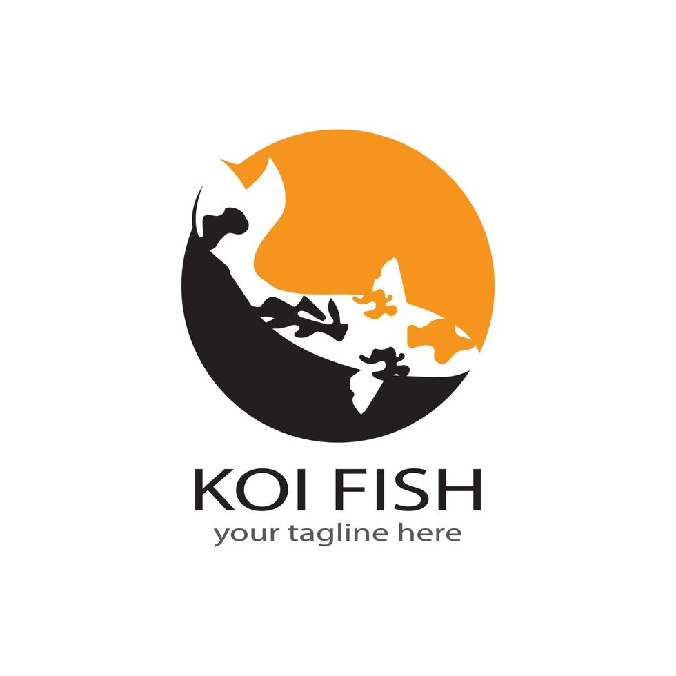 plantilla de vector de logotipo y símbolos de animales de peces koi