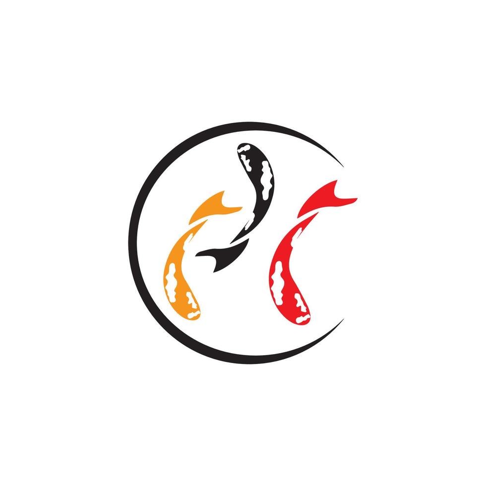 plantilla de vector de logotipo y símbolos de animales de peces koi