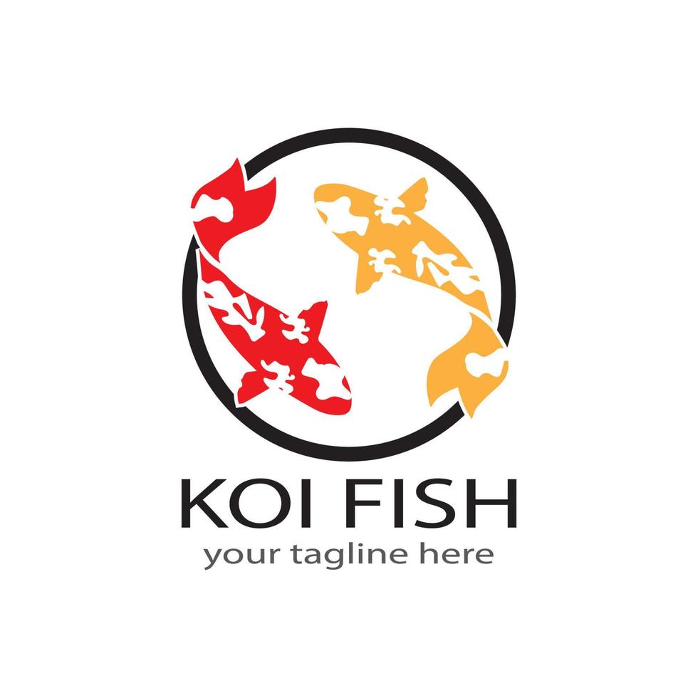 plantilla de vector de logotipo y símbolos de animales de peces koi