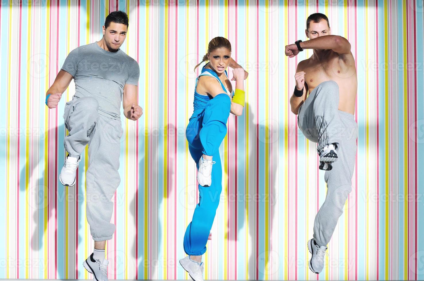 young adults group in fitness club photo