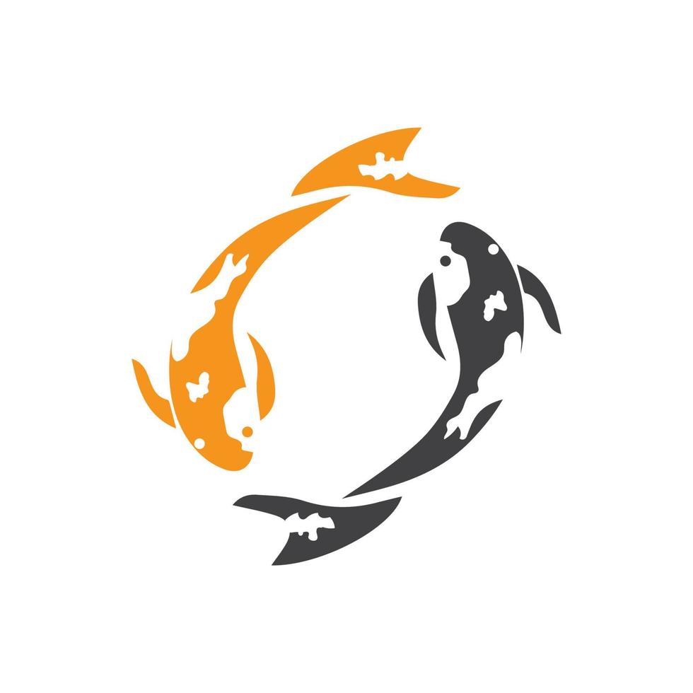 plantilla de vector de logotipo y símbolos de animales de peces koi