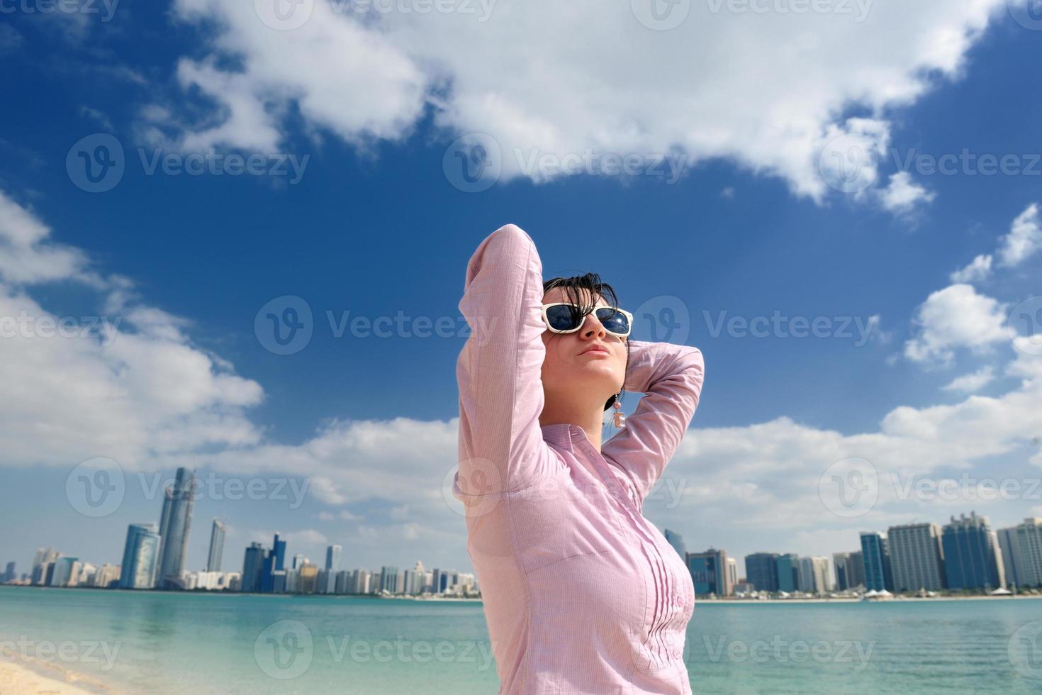 happy tourist woman photo