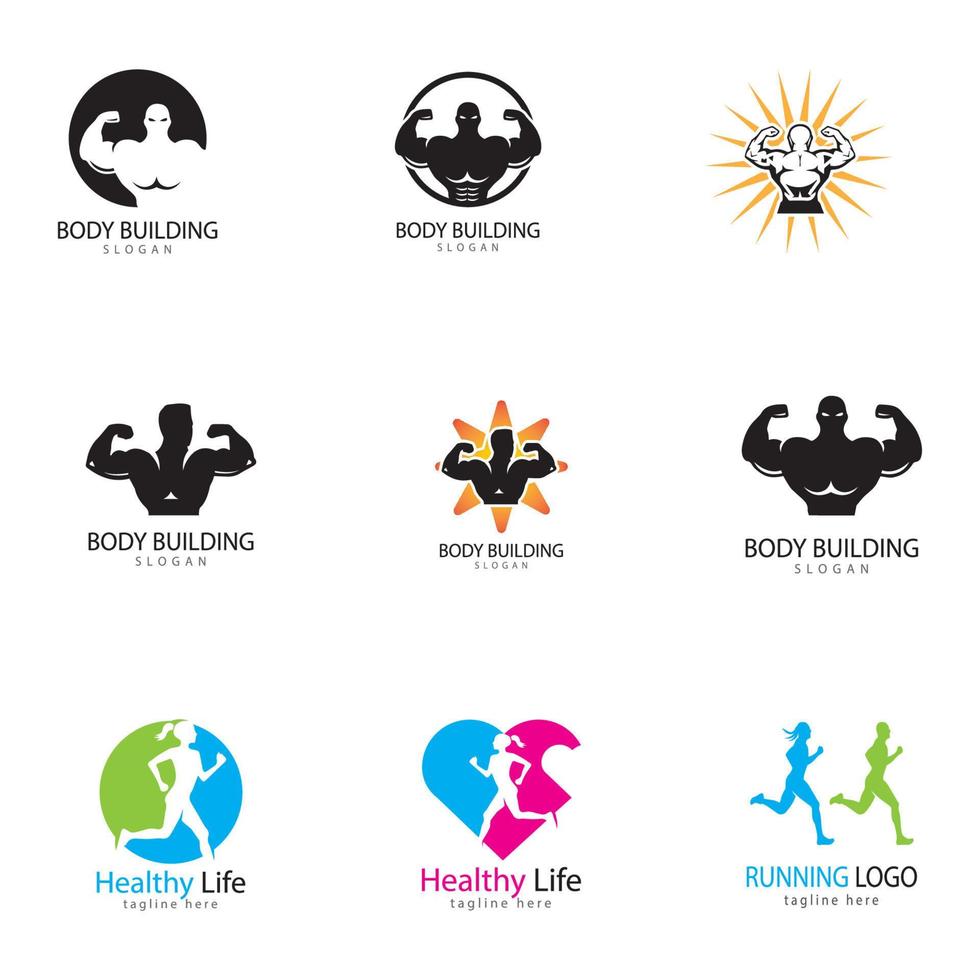 objetos vectoriales e iconos para la etiqueta deportiva insignia de gimnasio diseño de logotipo de fitness vector