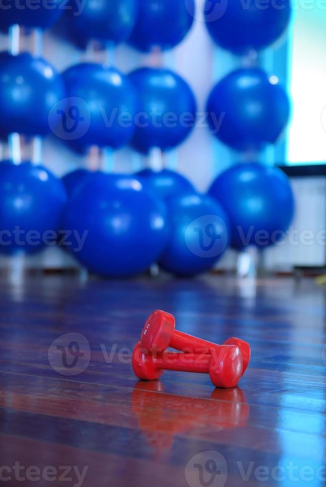 dumbbells in gym photo