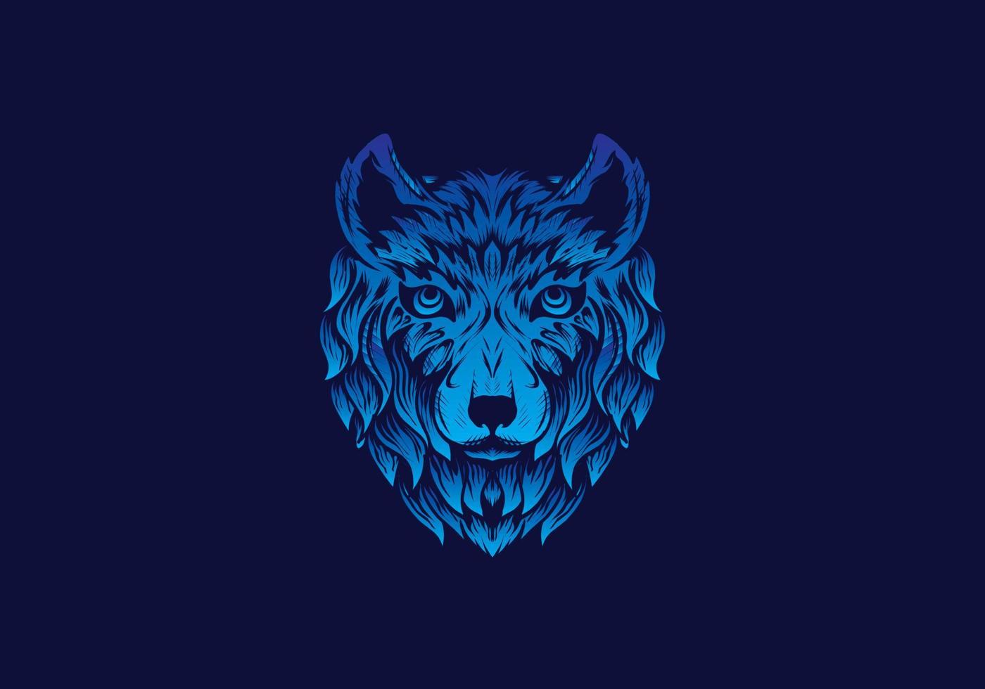 ilustración de cabeza de lobo azul vector