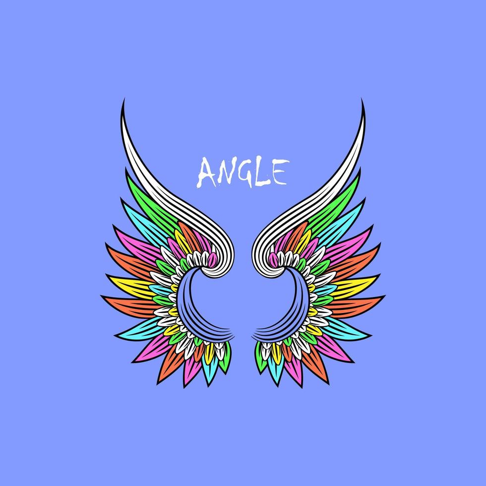 rainbow wings on a blue background. vector