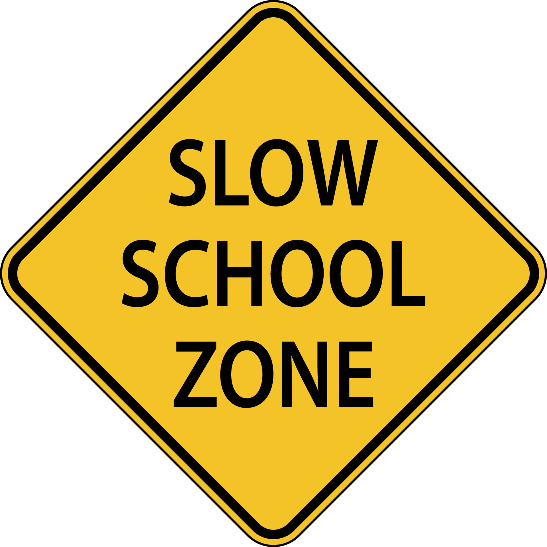 Slow School Zone Sign On White Background 11323465 Vector Art At Vecteezy