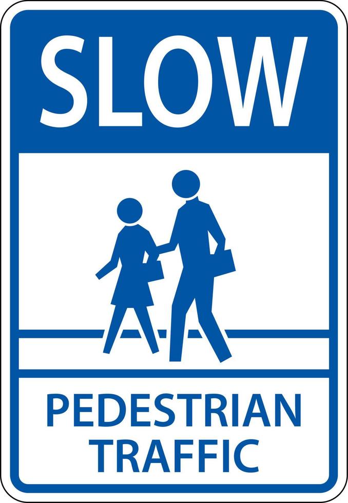 Slow Pedestrian Crossing Sign On White Background vector