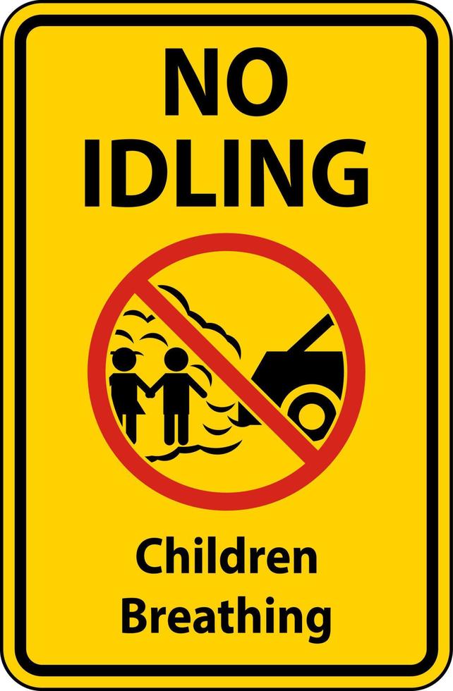 No Idling Children Breathing Sign On White Background vector