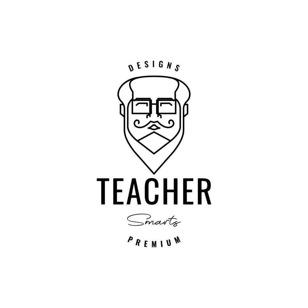 face smile teacher beard logo design vector