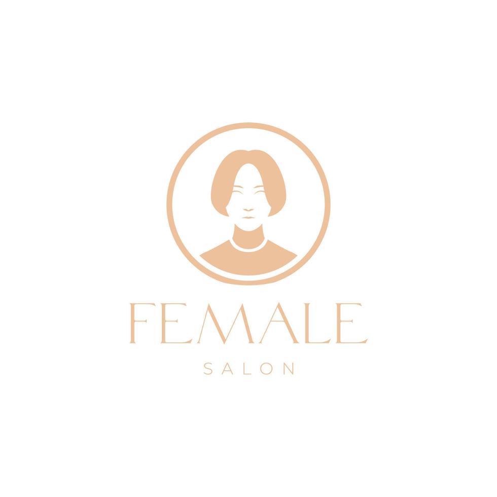 beauty female short hair logo design vector