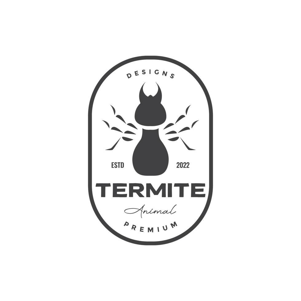 diseño de logotipo de insecto termita insignia vintage vector