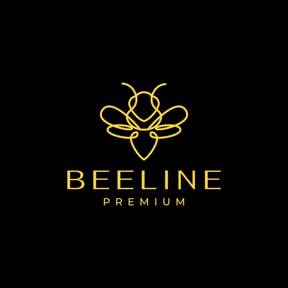 continuous line honey bee logo design vector