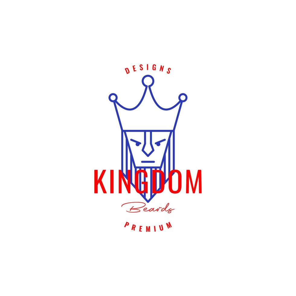 face king crown with beard vintage logo design vector