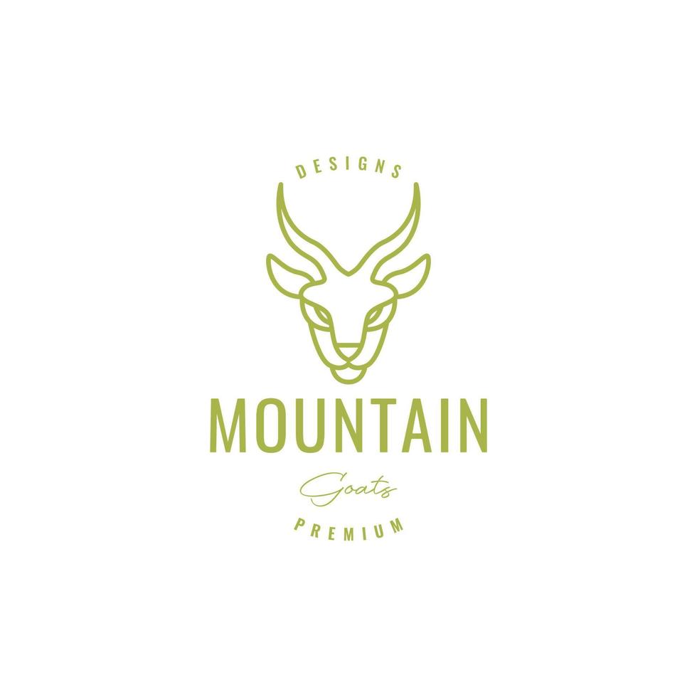 diseño de logotipo de línea de cabra de montaña de cabeza hipster vector