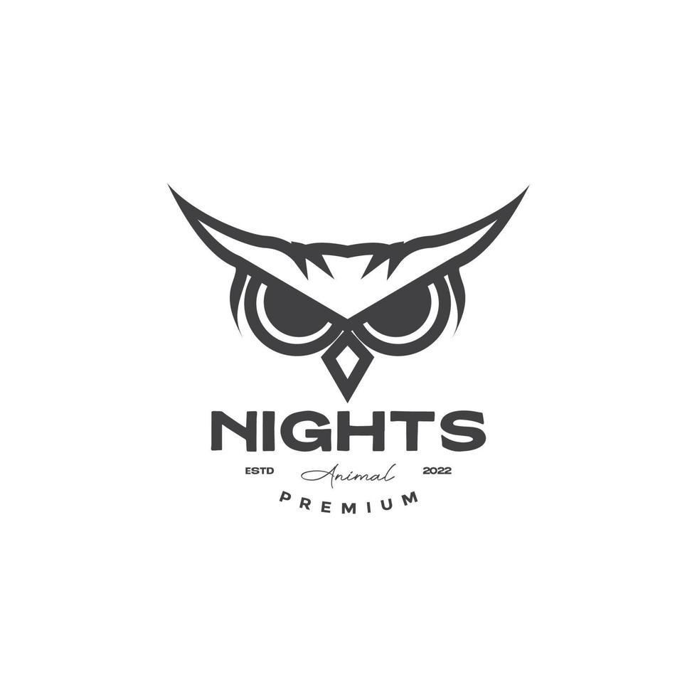 Great horned owl face vintage logo vector