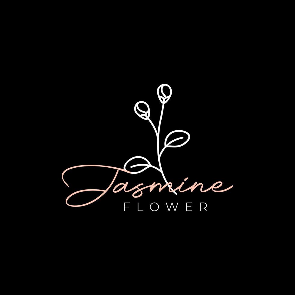 feminine flowers lines jasmine logo design vector